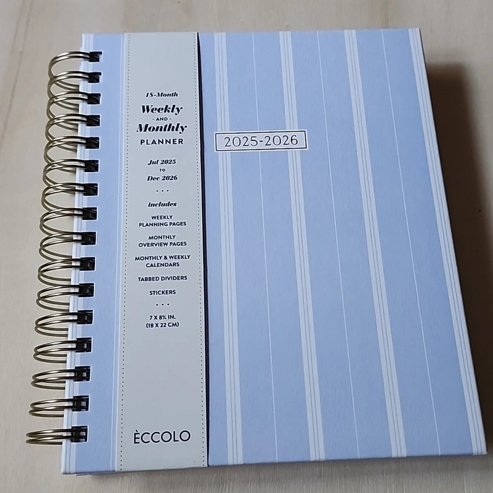 Brand New Eccolo Blue Stripe 2025-2026 planner notebook
